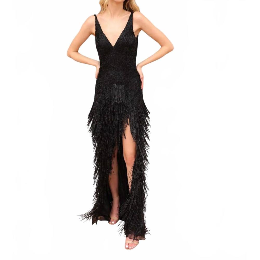 NEW PRIMAVERA sequined embellished dress in black